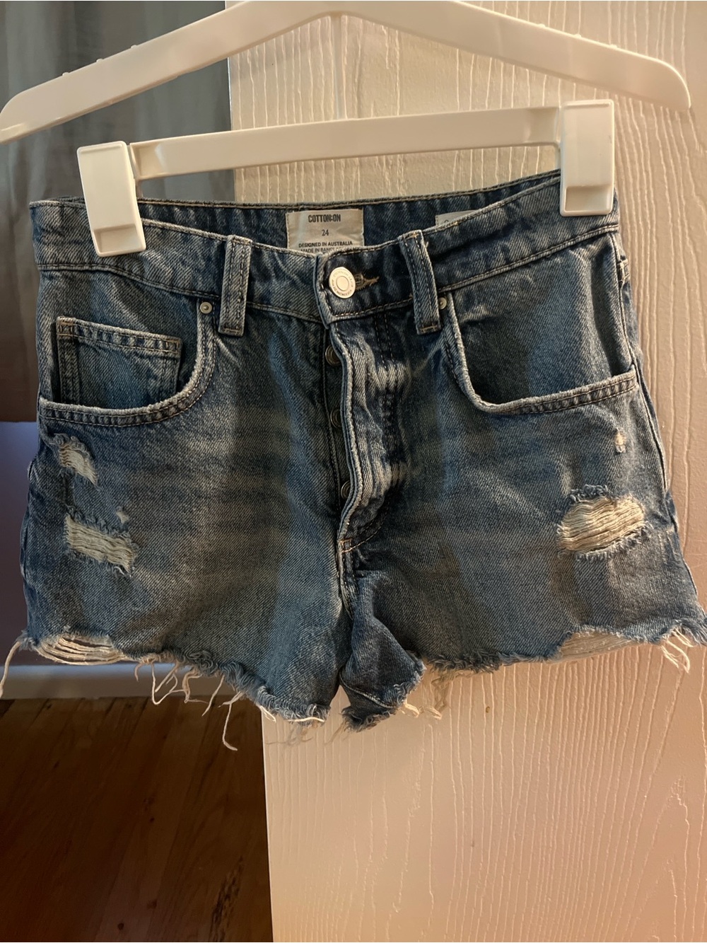 Cotton On Blue Distressed Denim Cutoff Shorts